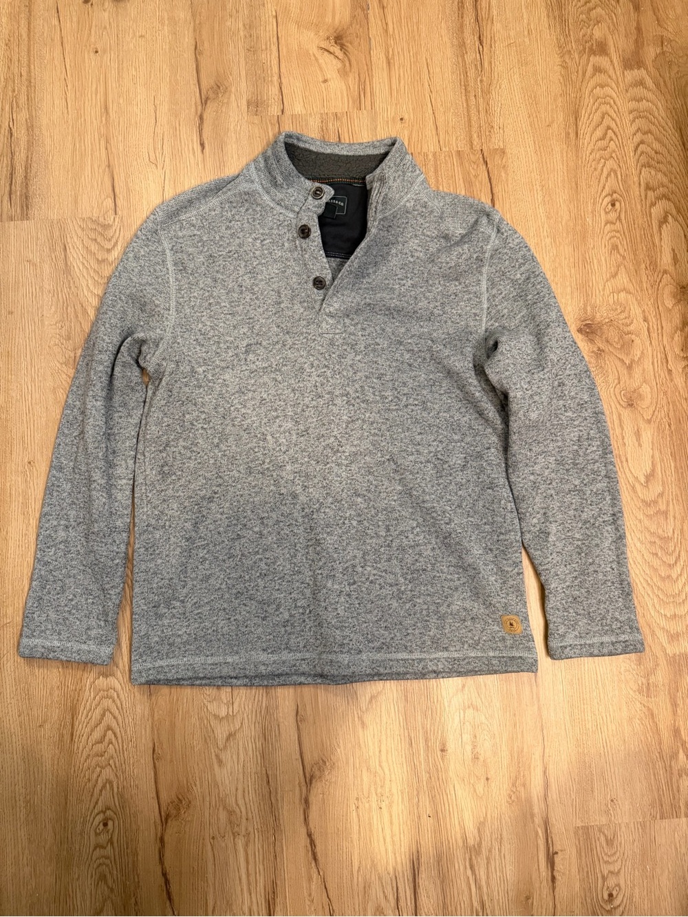 G.H. Bass & Co. Heather Gray Button-Neck Pullover